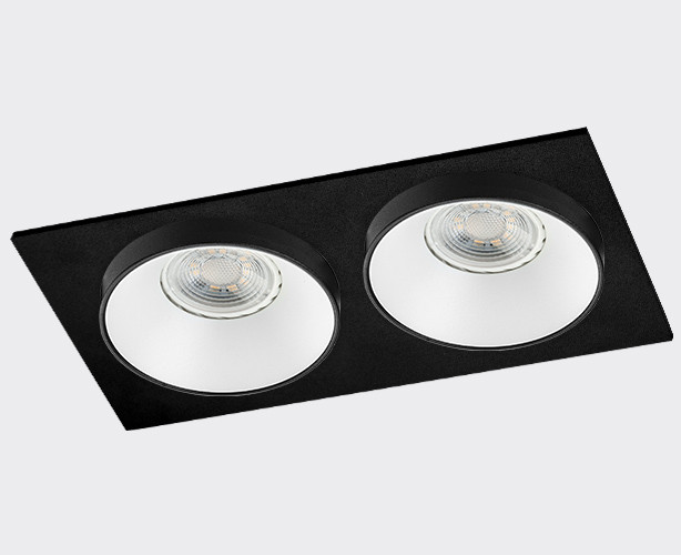 SP SOLO white - 2шт. + SP 02 black + SP ring - 2шт. светильник встраиваемый с рамкой