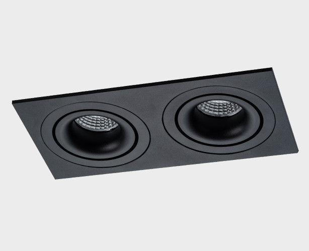 IT02-008 black - 2шт. + IT02-QRS2 black светильник встраиваемый с рамкой