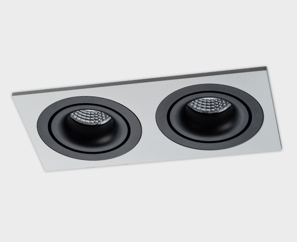 IT02-008 black - 2шт. + IT02-QRS2 white светильник встраиваемый с рамкой