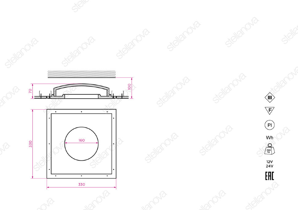 STELLANOVA ATLAS 160 CLASSIC SN 430C светильник встраиваемый гипсовый