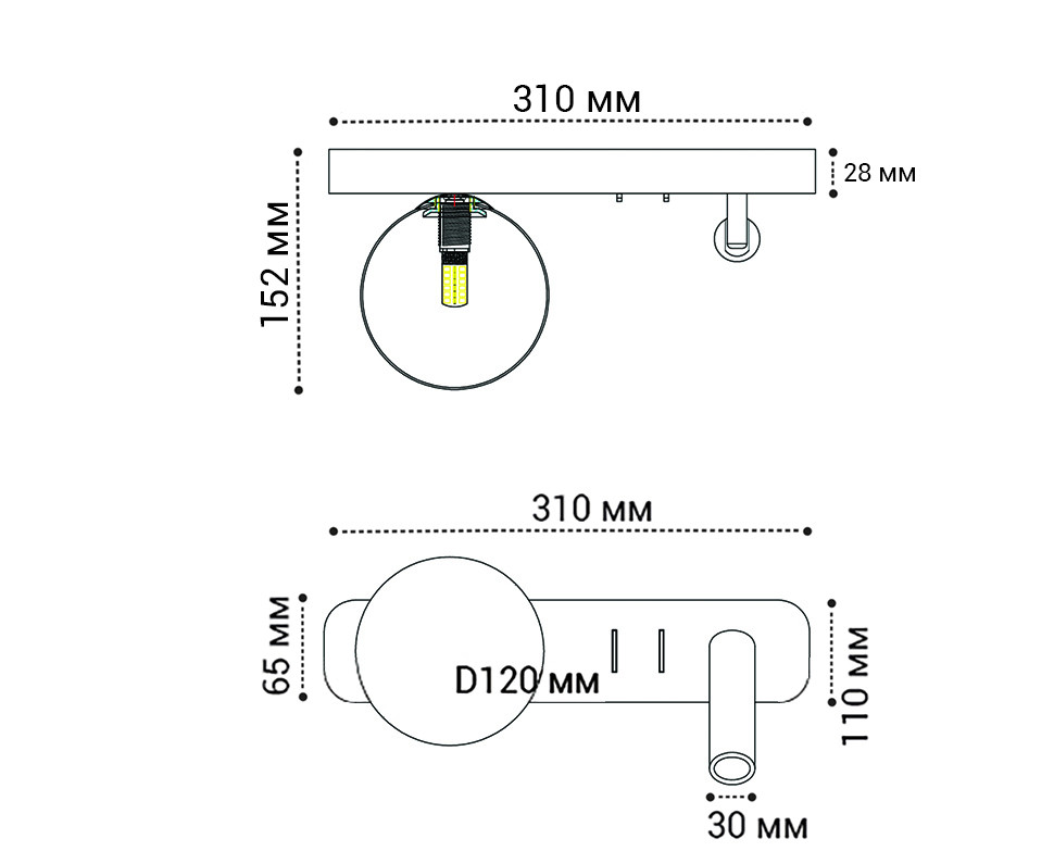 IT08-8024 black 3000K светильник настенный