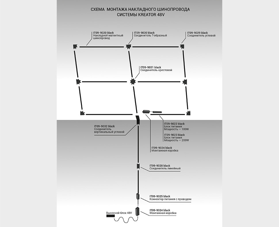 IT09-9034 black соединитель угловой